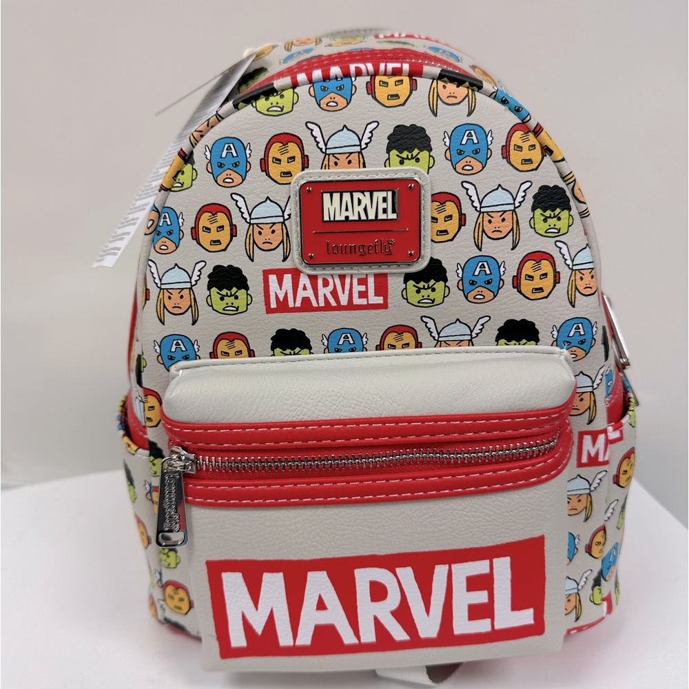 Marvel Loungefly Hero Faces Backpack - Red, White, Gray